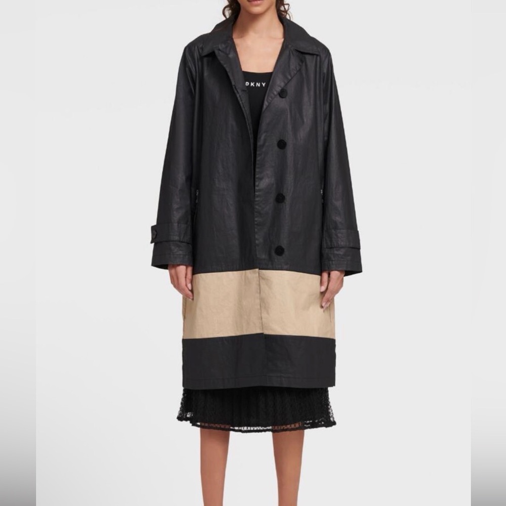DKNY color-block long trench coat